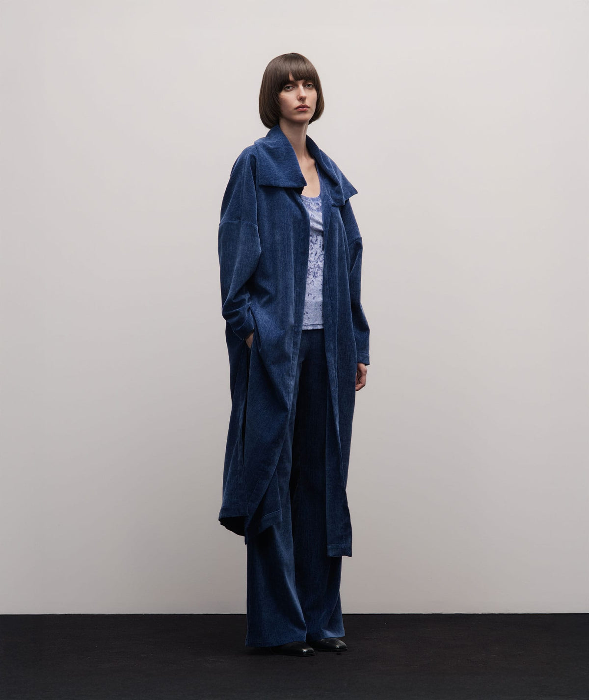 Stelios Koudounaris | Blue velour long cardigan Stelios Koudounaris