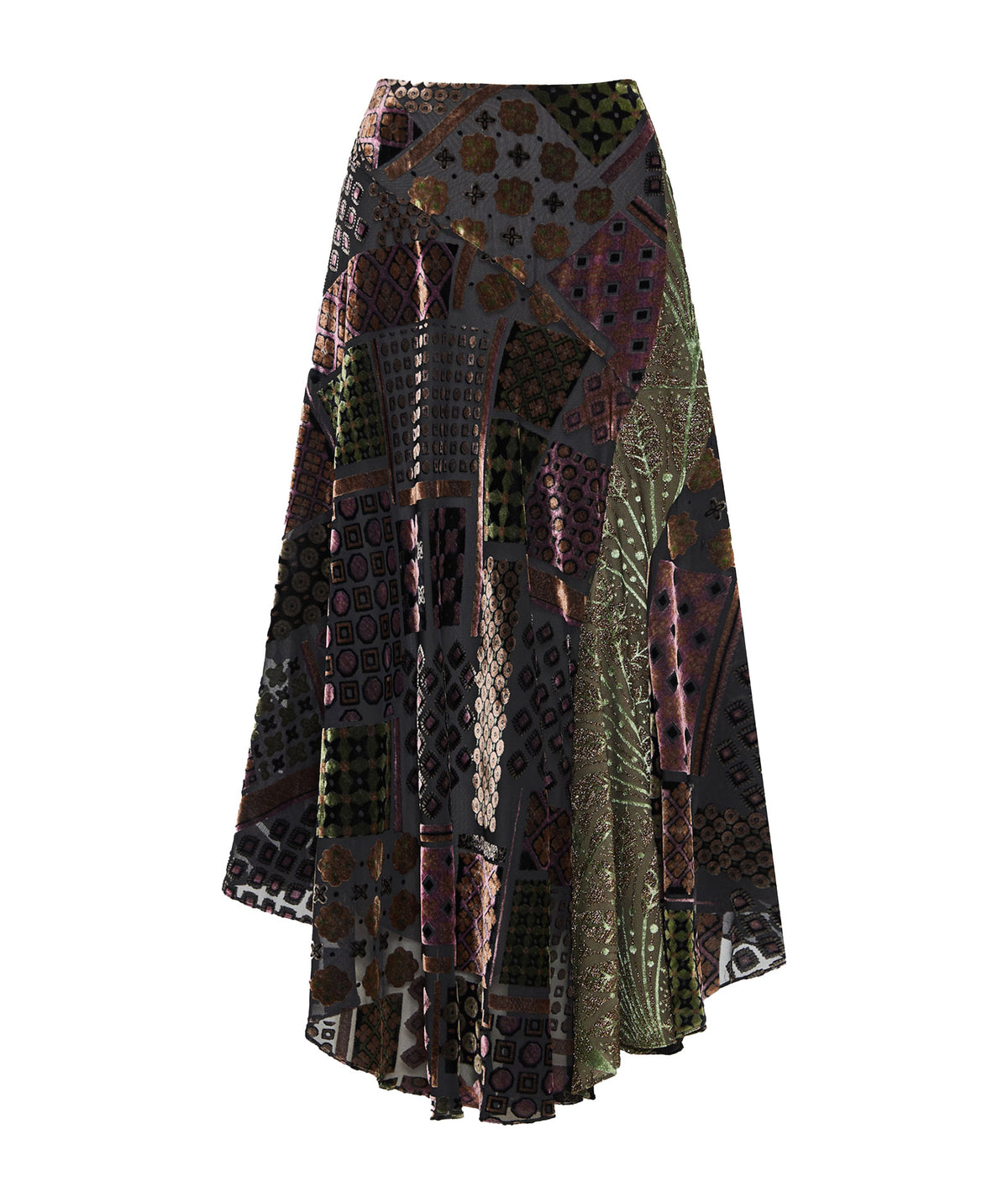 Nidodileda | Multicolor embossed velvet printed Annamae skirt