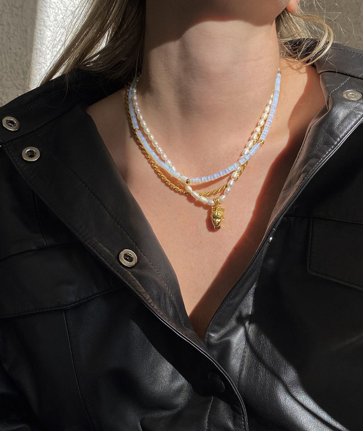 Hermina Athens | Tyche Gold plated Silver Necklace - Pearl