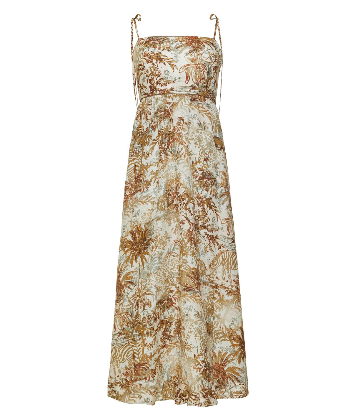 Evi Grintela | Ivory multi printed linen Zeina midi dress