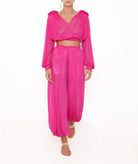 Elena Makri | Magenta silk tulle Kleio top