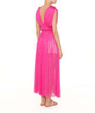 Elena Makri | Magenta silk tulle Vereniki maxi dress