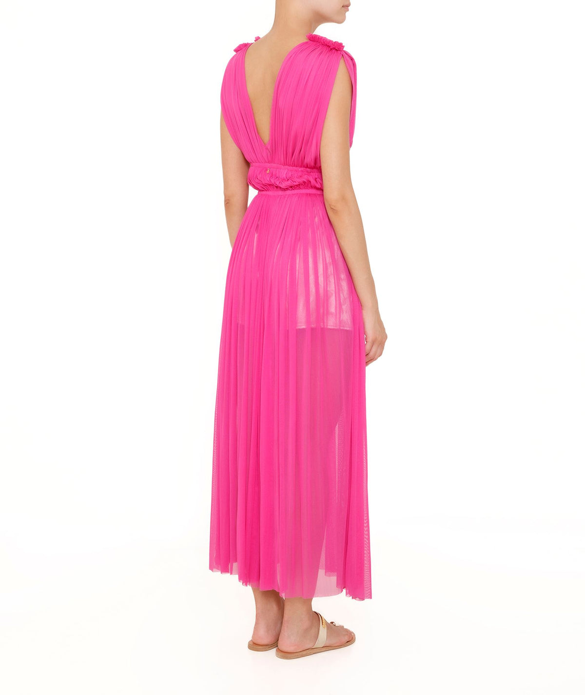 Elena Makri | Magenta silk tulle Vereniki maxi dress