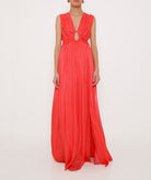 Costarellos | Coral iridescent Kiera keyhole dress