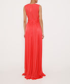 Costarellos | Coral iridescent Kiera keyhole dress