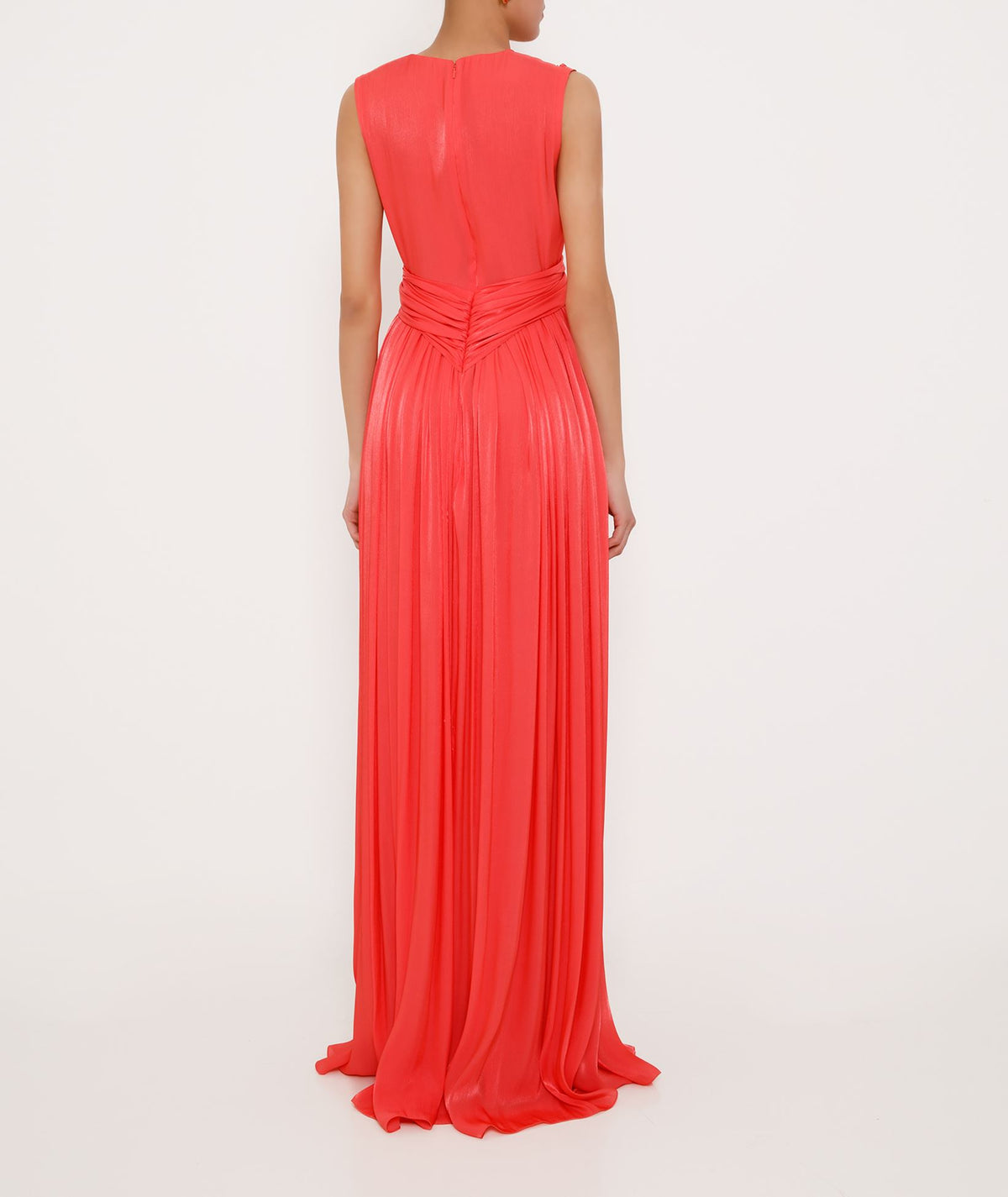 Costarellos | Coral iridescent Kiera keyhole dress