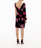 Costarellos | Black and pink flowers silk-velvet Almodine dress