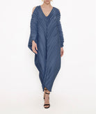 Daphne Valente | Azure blue Clotho pleated kaftan dress
