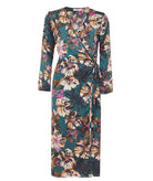 Milla | Green floral satin wrap dress