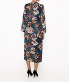 Milla | Green floral satin wrap dress
