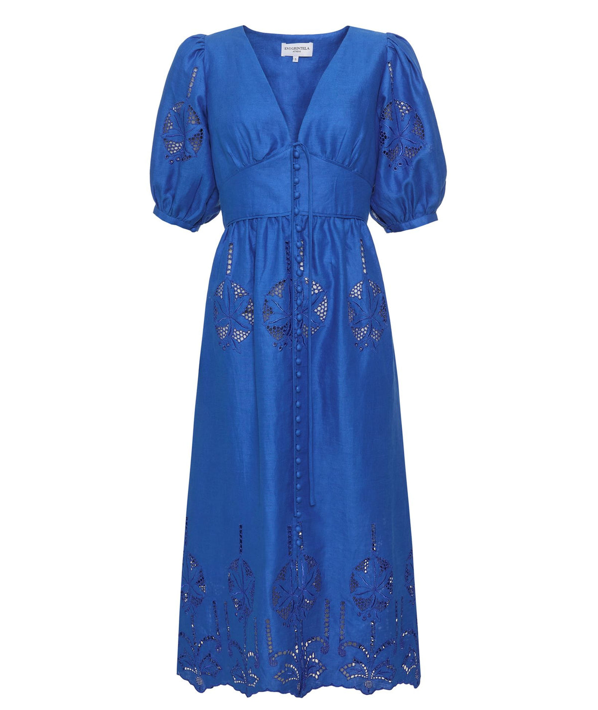 Evi Grintela | Blue linen embroidered River dress