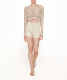 Stefania Frangista | Beige denim Dylan shorts