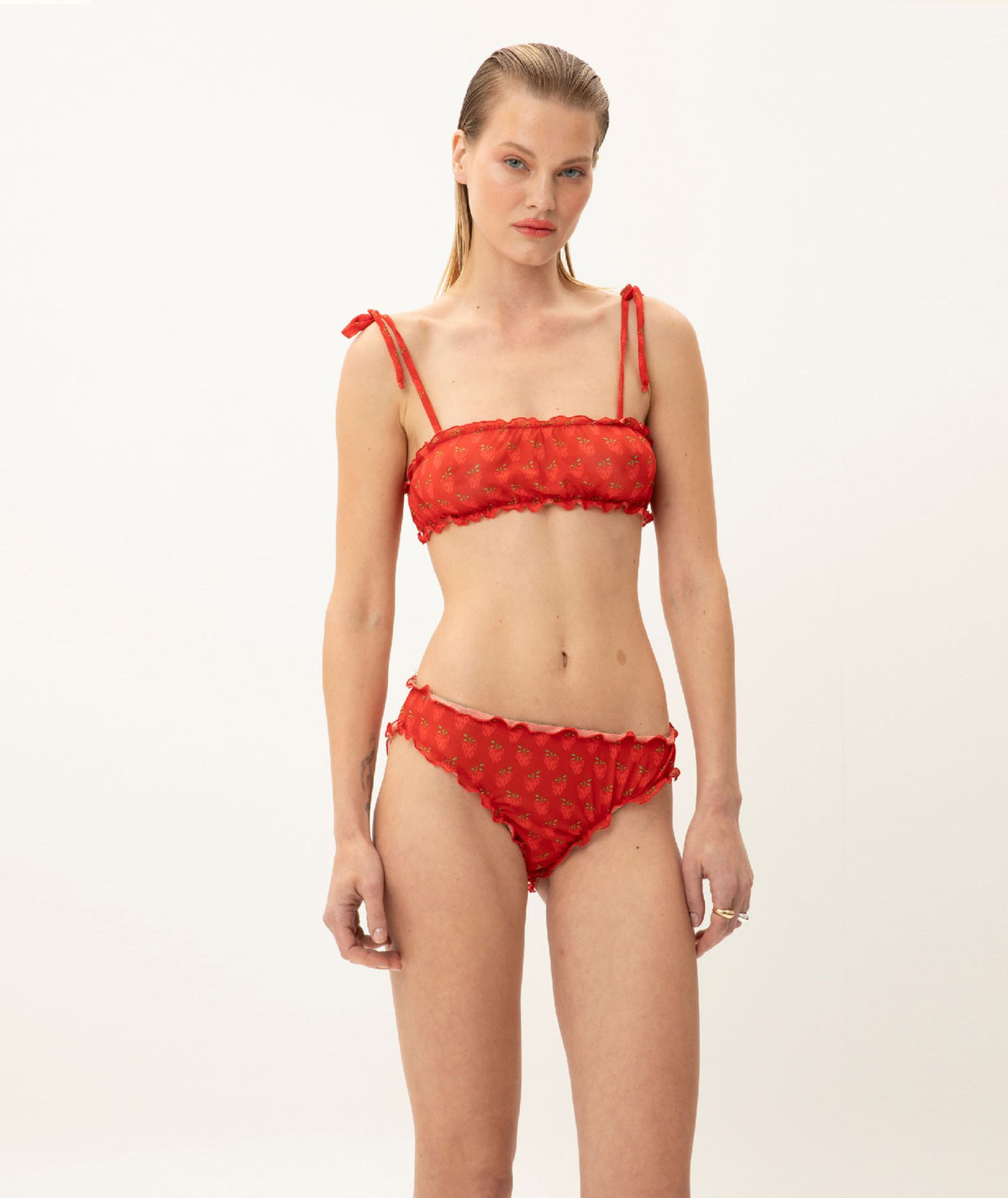 Vassia Kostara | Red printed Ziselle lingerie bottom