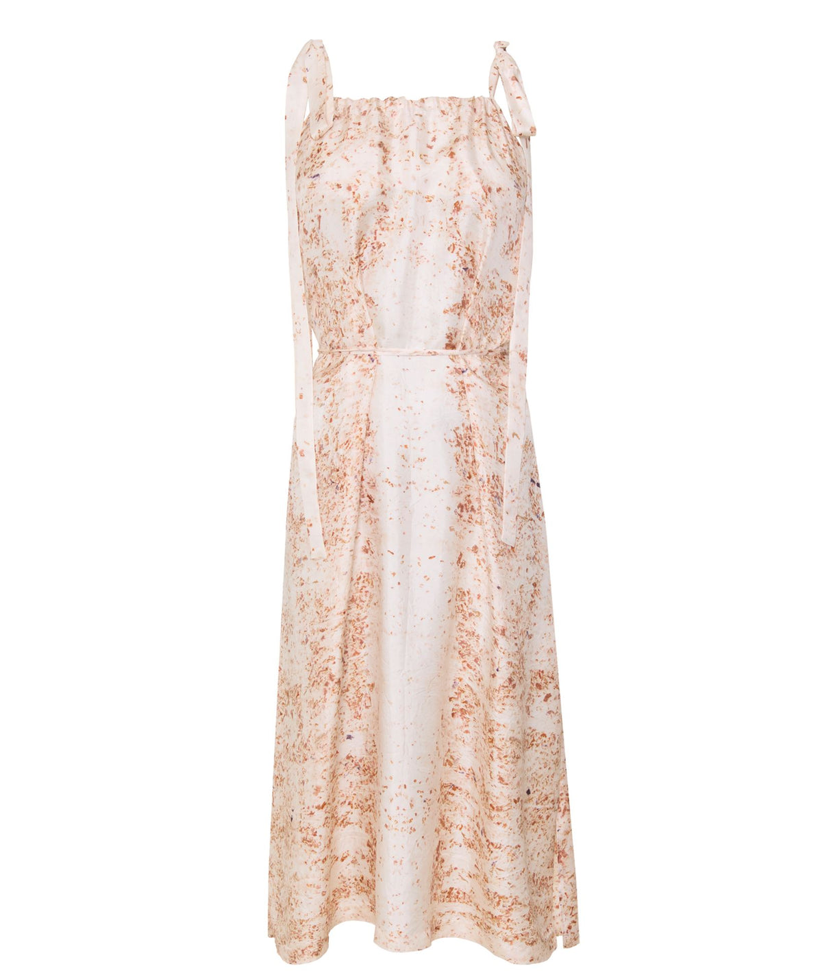 Angelos Tsakiris | Ivory eco- printed flowers silk halter midi dress