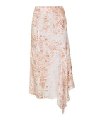 Angelos Tsakiris | Ivory eco-printed flowers silk midi skirt