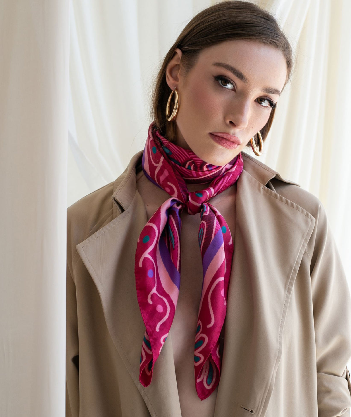 Zografos | Magenta silk Rhodes scarf