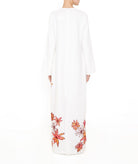Costarellos | Ivory crepe bead-embellished  Ieva column gown