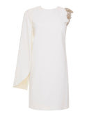 Costarellos | Ivory crepe Tosha mini dress with crystals