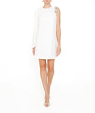 Costarellos | Ivory crepe Tosha mini dress with crystals