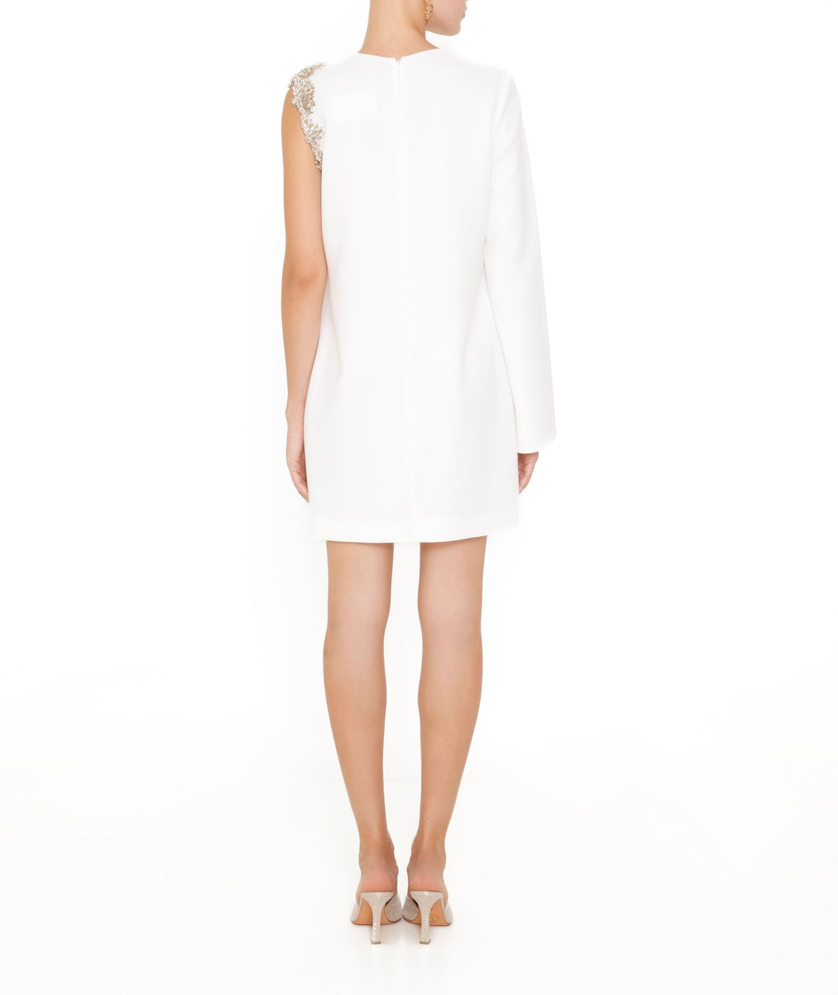 Costarellos | Ivory crepe Tosha mini dress with crystals