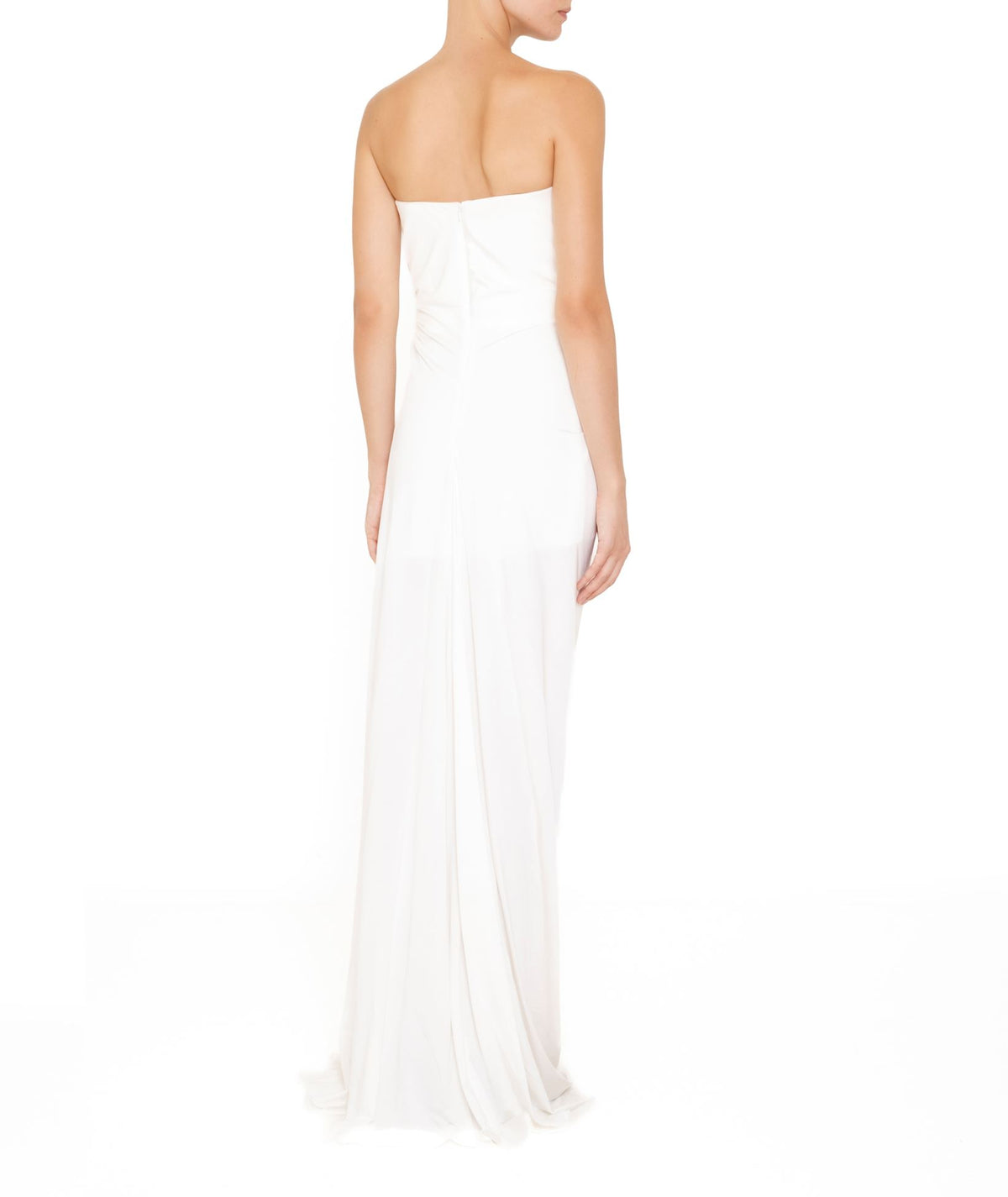 Costarellos | Ivory jersey crystal-embellished Elettra strapless gown