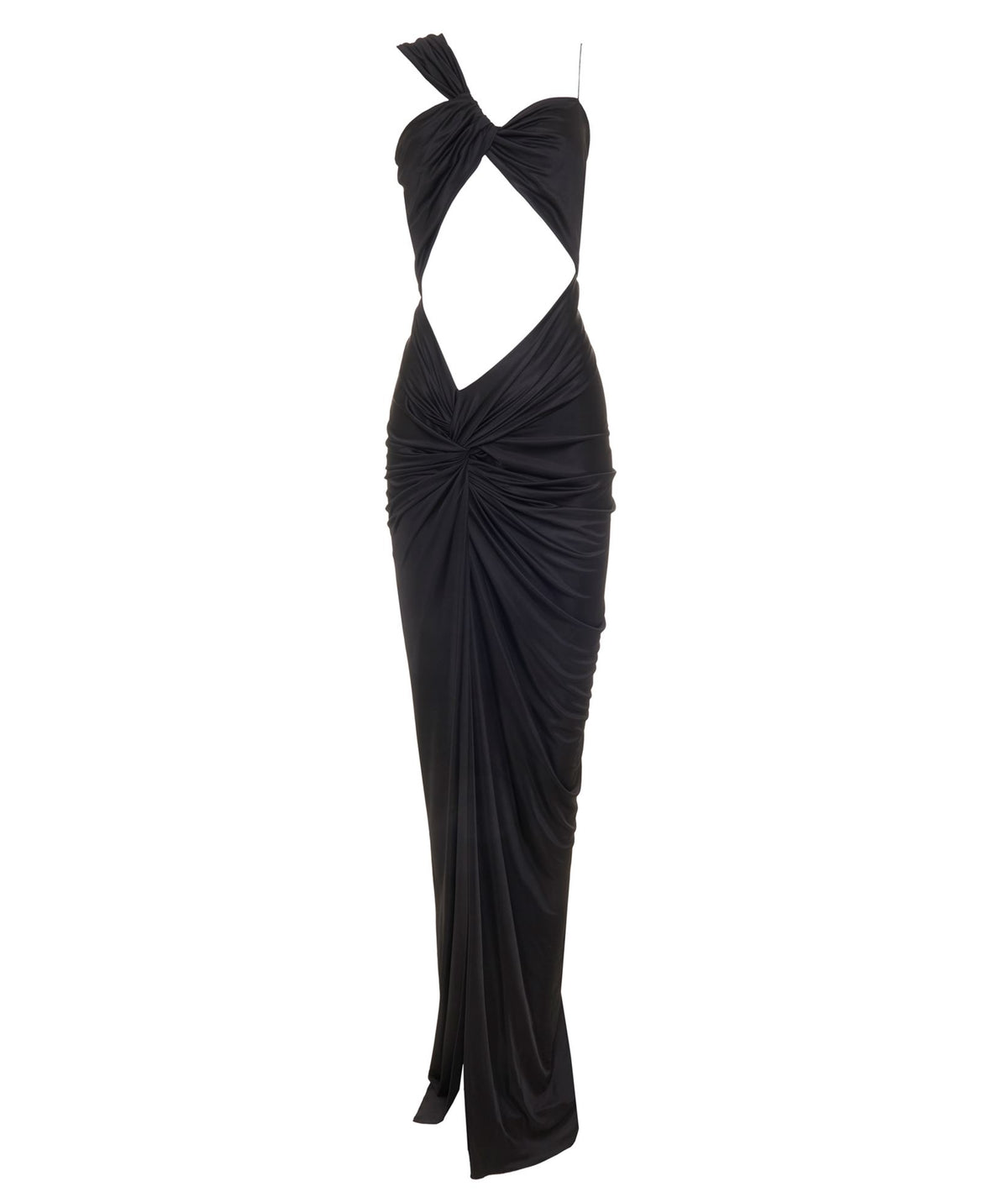 Costarellos | Black jersey Zizi cut-out one-shoulder maxi gown