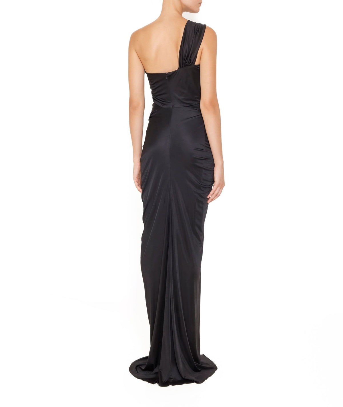 Costarellos | Black jersey Zizi cut-out one-shoulder maxi gown
