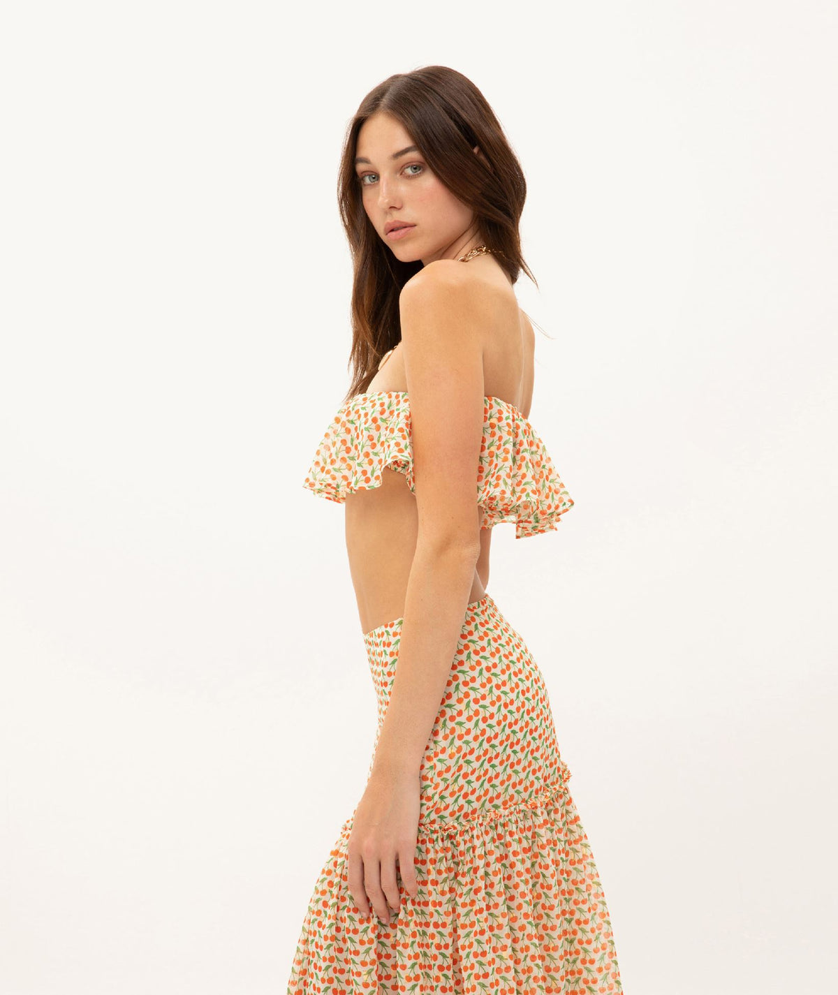 Vassia Kostara | White printed Cherry Delight bandeau top