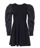 Kourbela | Black gathered sleeves Dualism mini dress