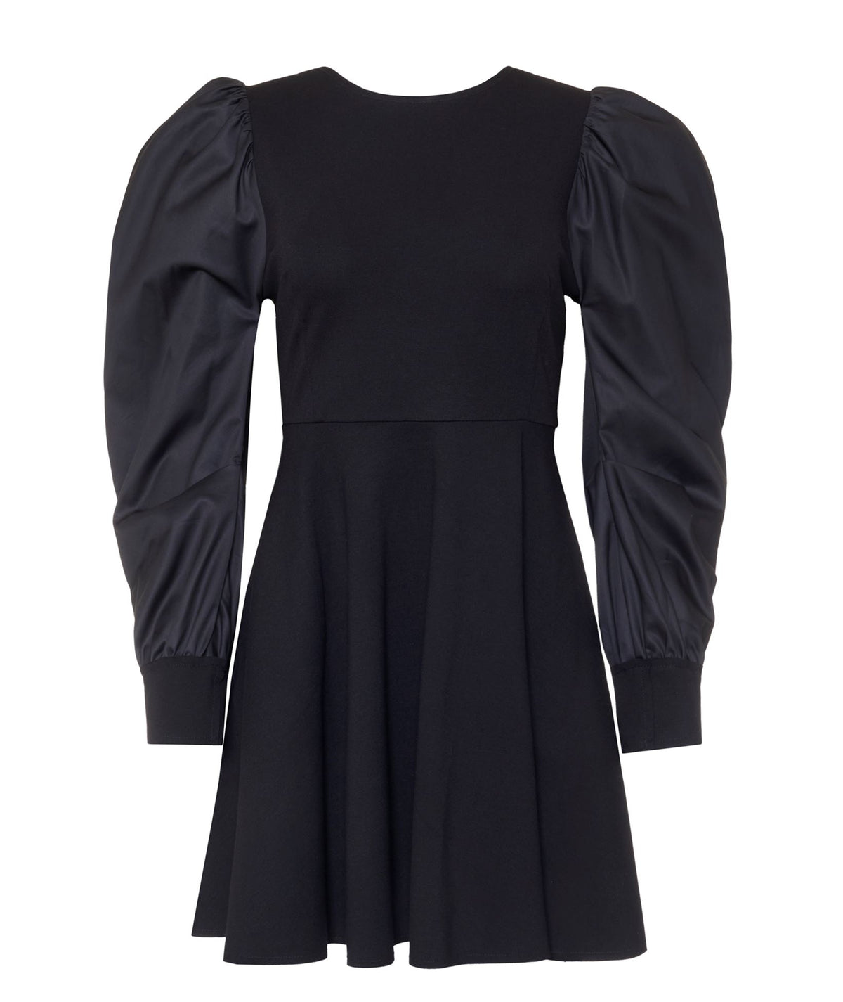 Kourbela | Black gathered sleeves Dualism mini dress