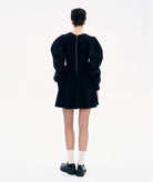 Kourbela | Black gathered sleeves Dualism mini dress