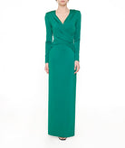 Stelios Koudounaris | Green jersey draped maxi dress