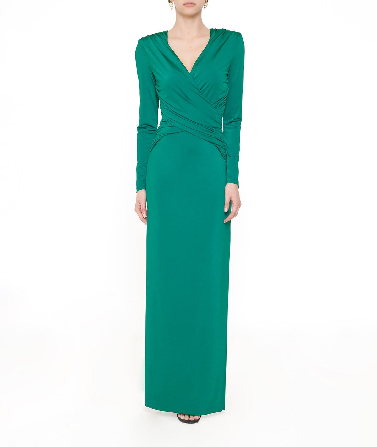 Stelios Koudounaris | Green jersey draped maxi dress