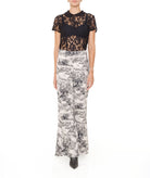 Maison Zoulias | White black cotton blend jacquard Ros pants