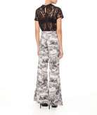 Maison Zoulias | White black cotton blend jacquard Ros pants