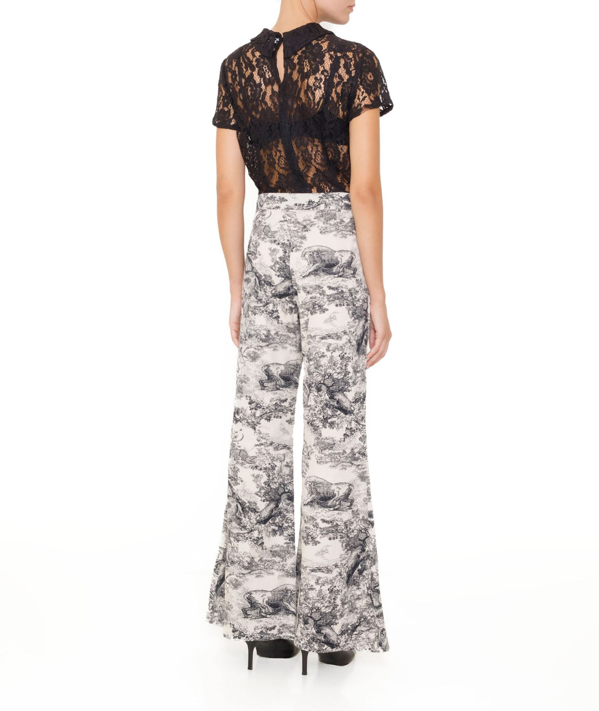 Maison Zoulias | White black cotton blend jacquard Ros pants