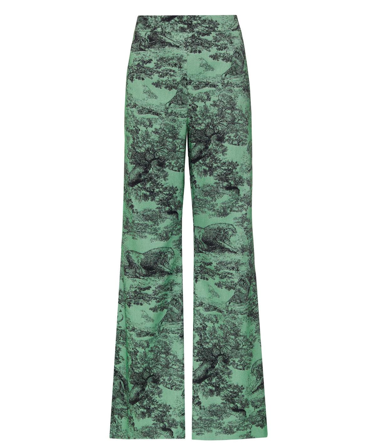 Maison Zoulias | Green black cotton blend jacquard  Ros pants