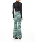 Maison Zoulias | Green black cotton blend jacquard  Ros pants