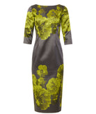 Maison Zoulias | Grey yellow lime floral rasmir Jacky B midi dress