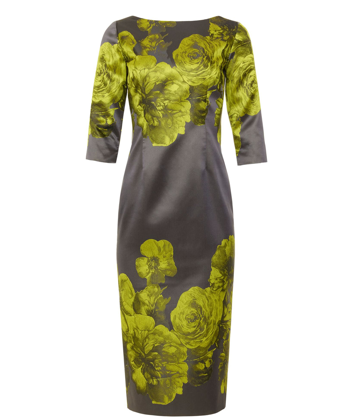 Maison Zoulias | Grey yellow lime floral rasmir Jacky B midi dress