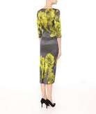 Maison Zoulias | Grey yellow lime floral rasmir Jacky B midi dress
