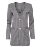 Nadia Rapti | Grey pinstripe Storylines blazer