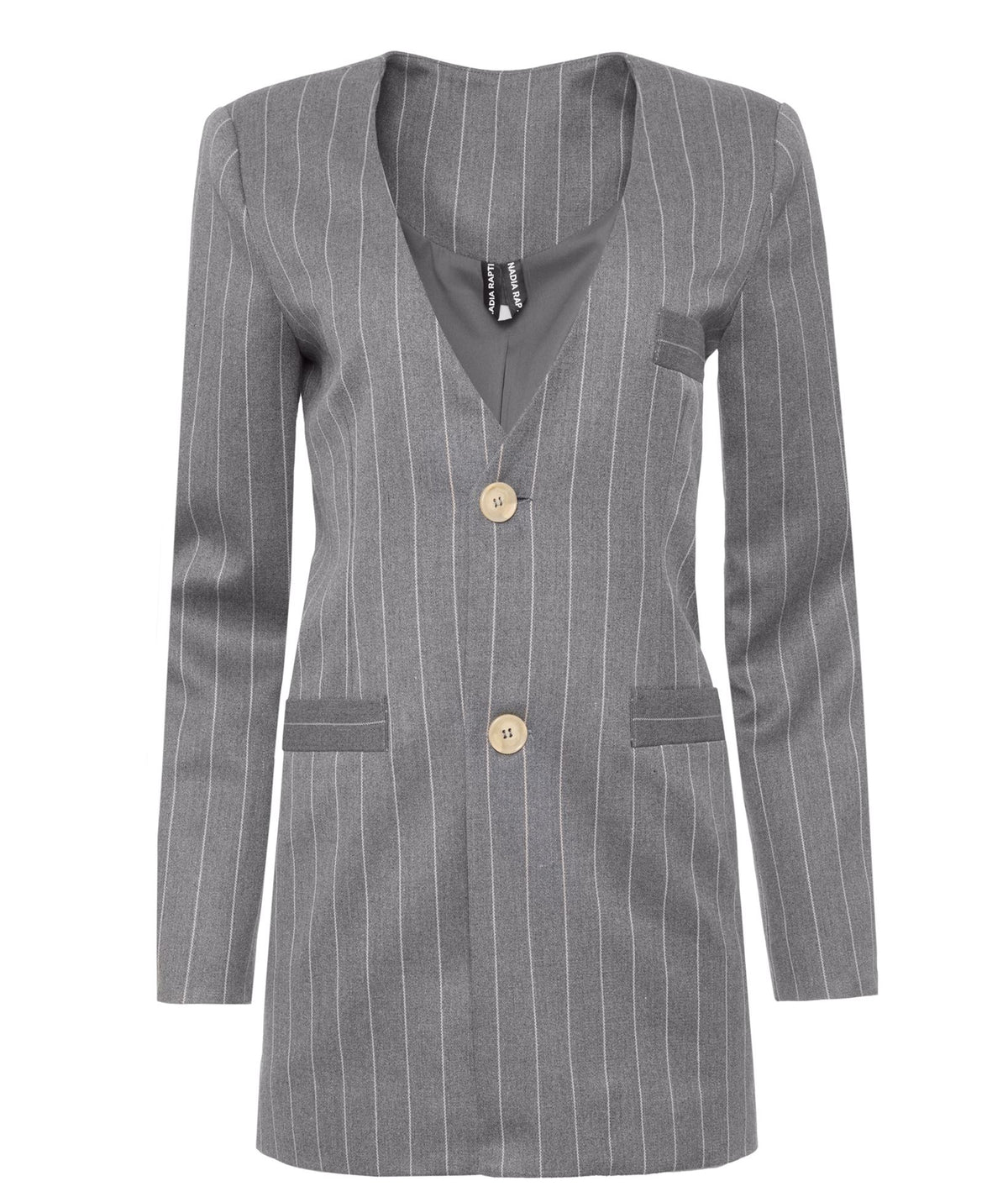 Nadia Rapti | Grey pinstripe Storylines blazer
