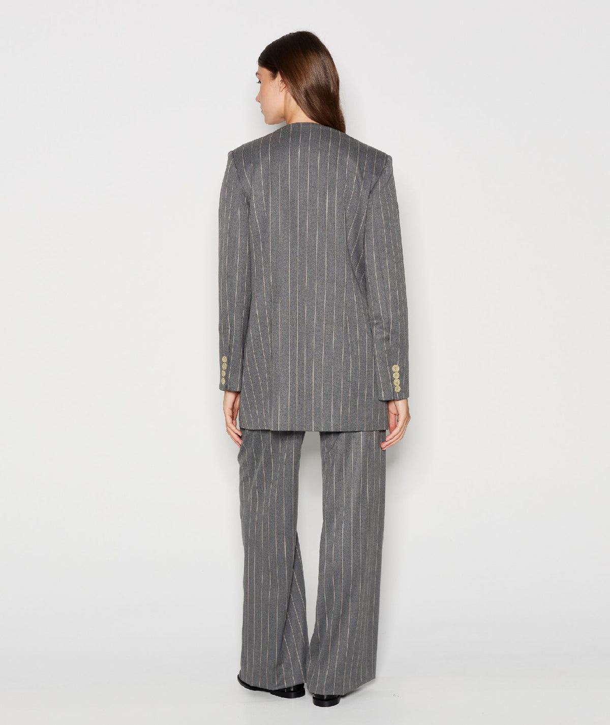 Nadia Rapti | Grey pinstripe Storylines blazer