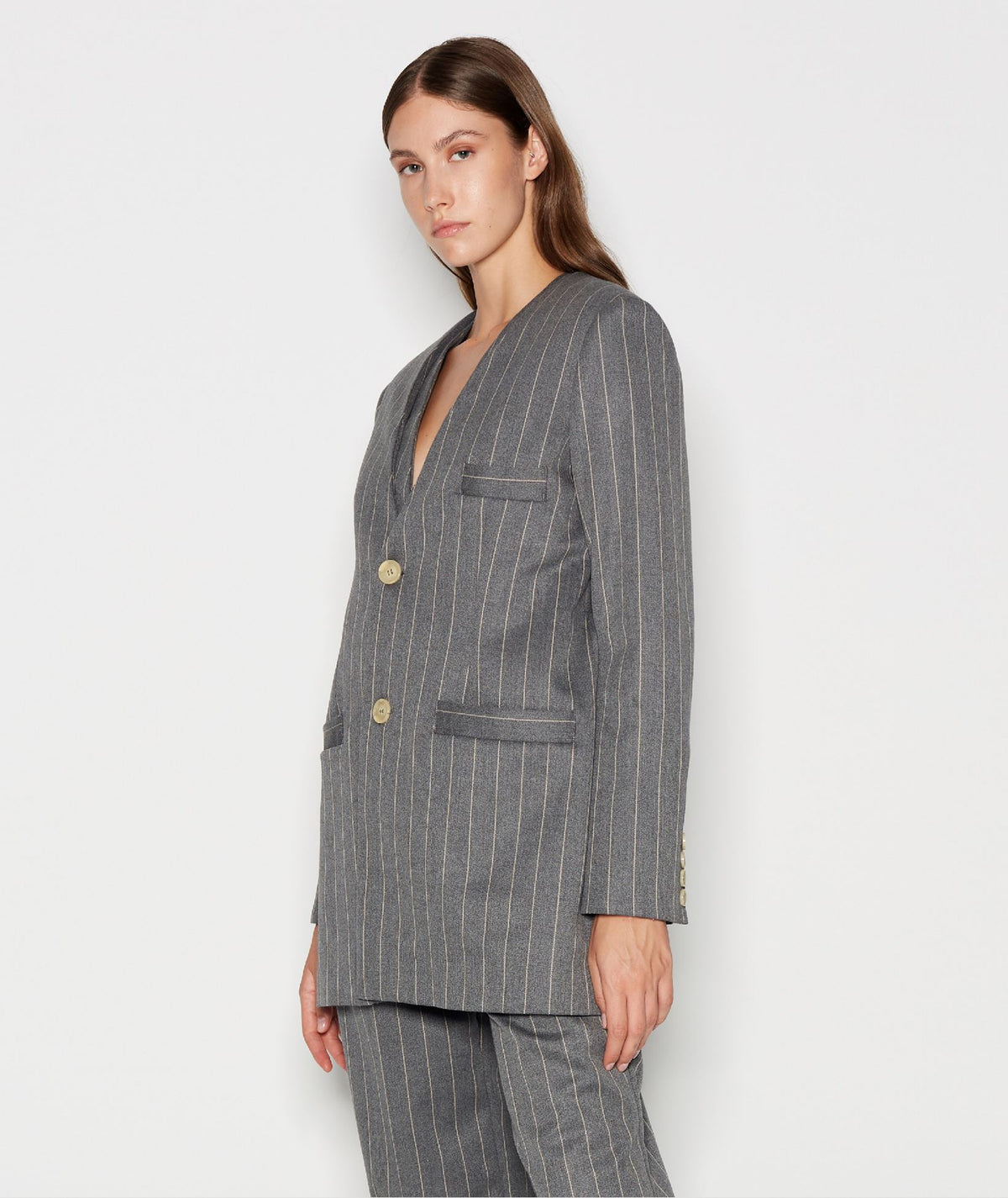 Nadia Rapti | Grey pinstripe Storylines blazer