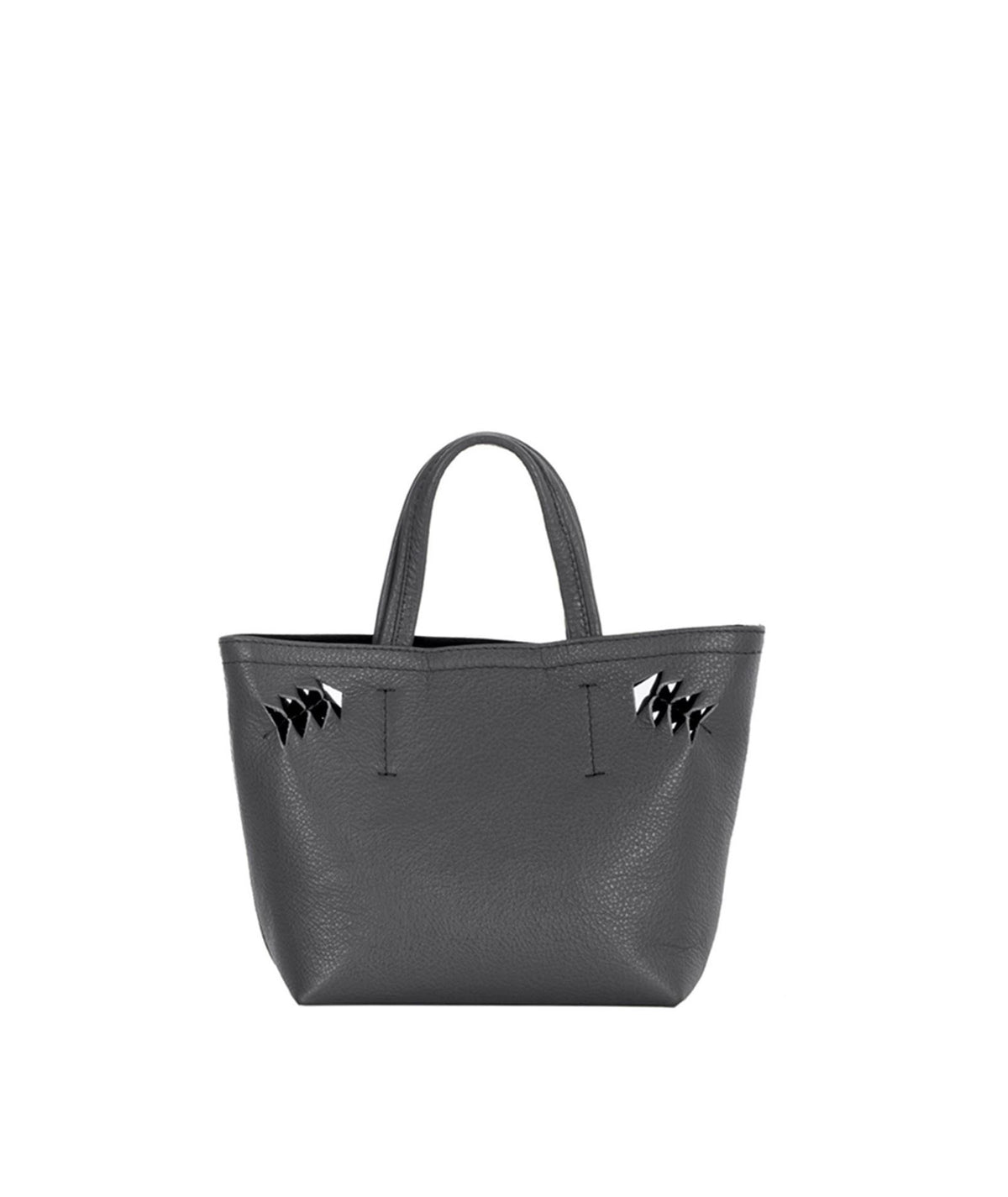 Park House | Concrete grey leather Mini City tote bag