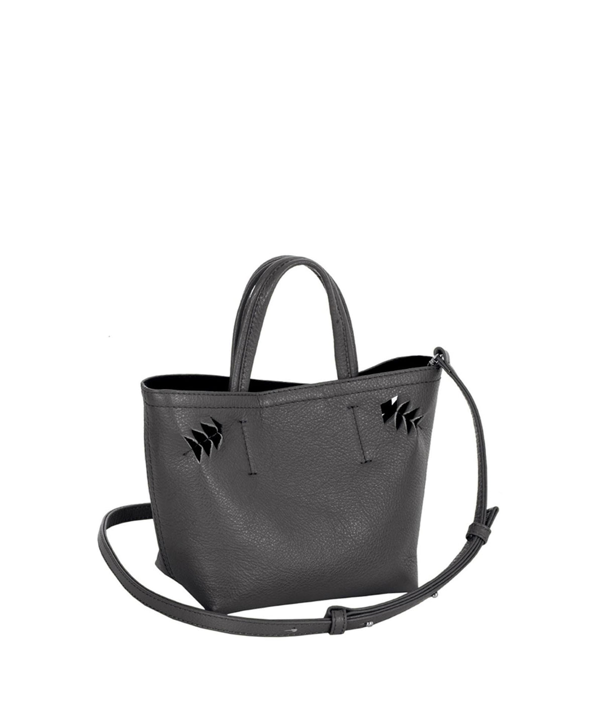 Park House | Concrete grey leather Mini City tote bag