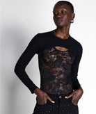 Mallory The Label | Black lace bodysuit with bolero Orion top