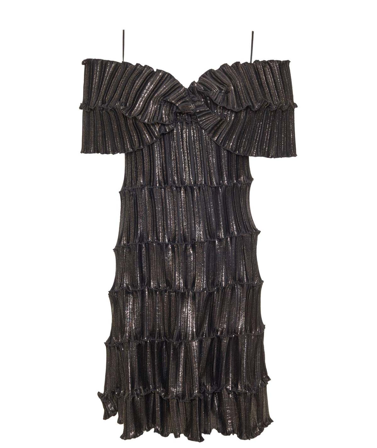 Daphne Valente | Black metallic Mystery pleated dress