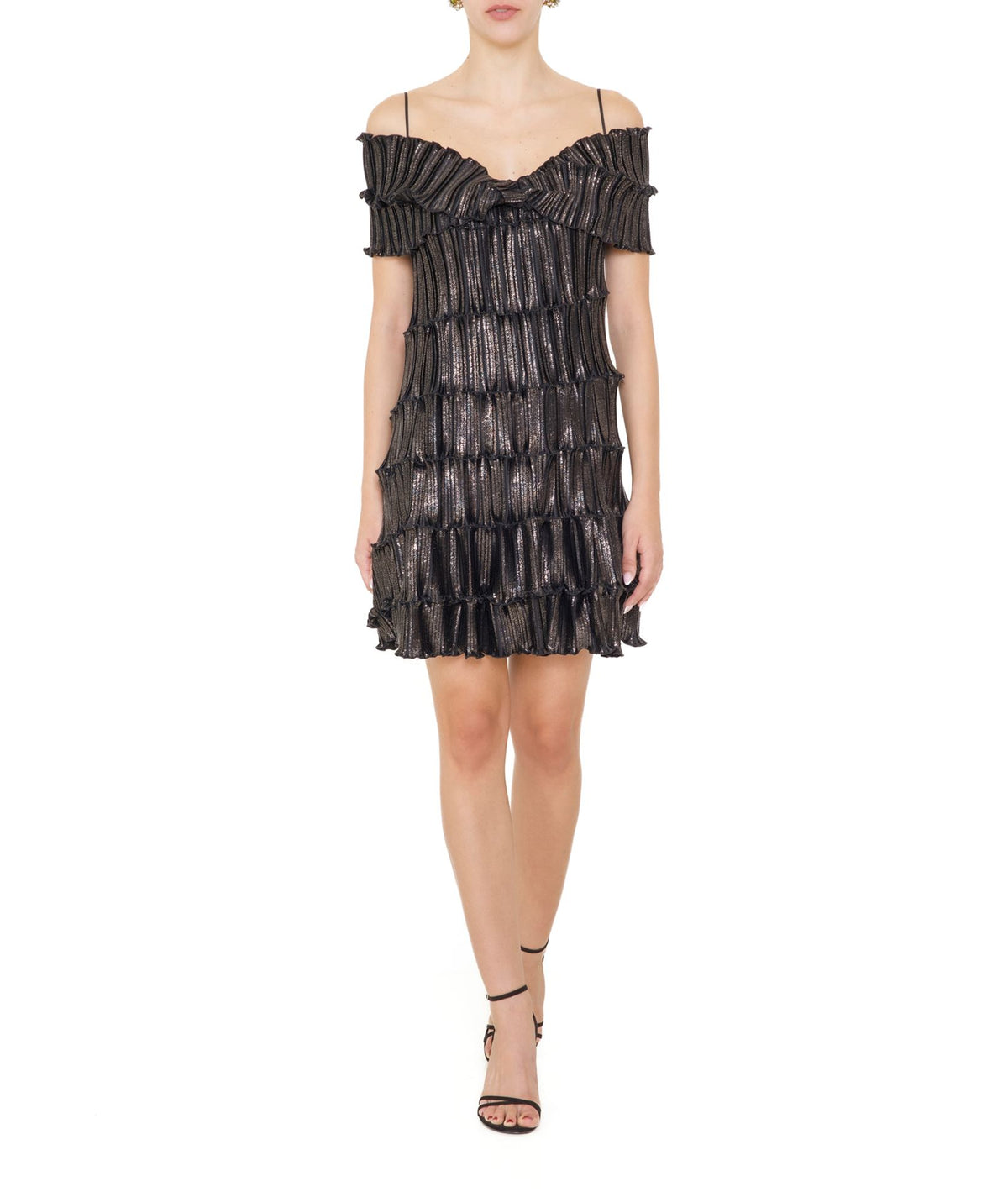 Daphne Valente | Black metallic Mystery pleated dress
